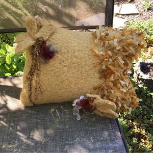 Felted Embellished Hand Made Pillow